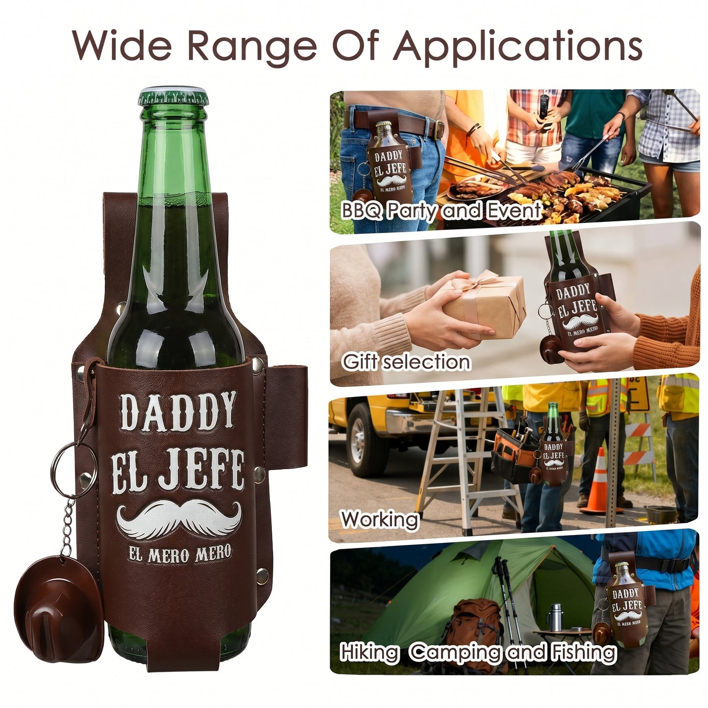Personalized "El Jefe & La Jefa" Leather Drink Holster