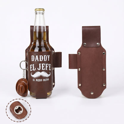 Personalized "El Jefe & La Jefa" Leather Drink Holster