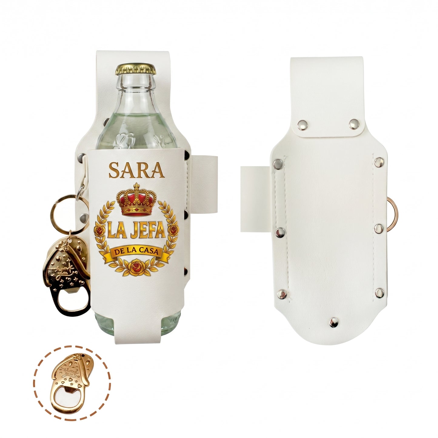Personalized "El Jefe & La Jefa" Leather Drink Holster