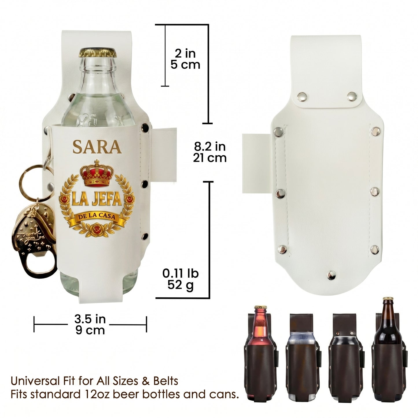 Personalized "El Jefe & La Jefa" Leather Drink Holster