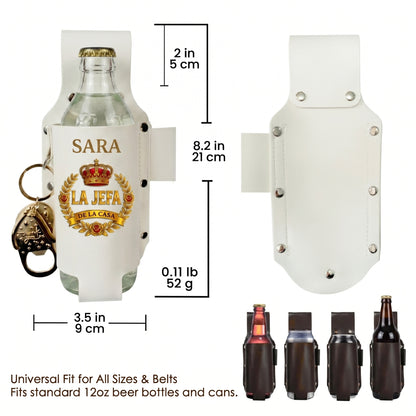 Personalized "El Jefe & La Jefa" Leather Drink Holster