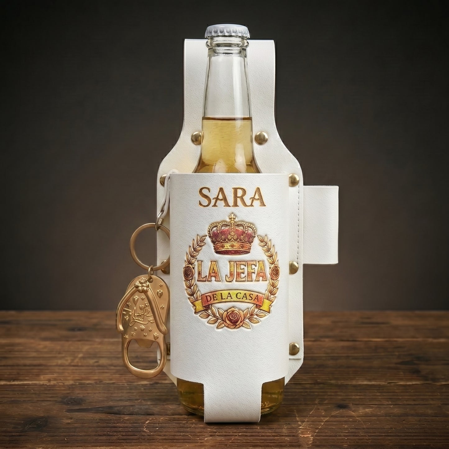 Personalized "El Jefe & La Jefa" Leather Drink Holster