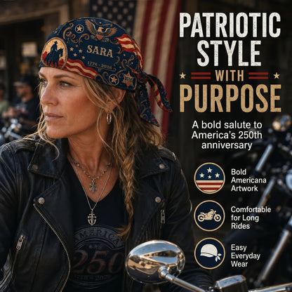 Personalized America 250 Biker Headwrap / Cycling Pirate Hat