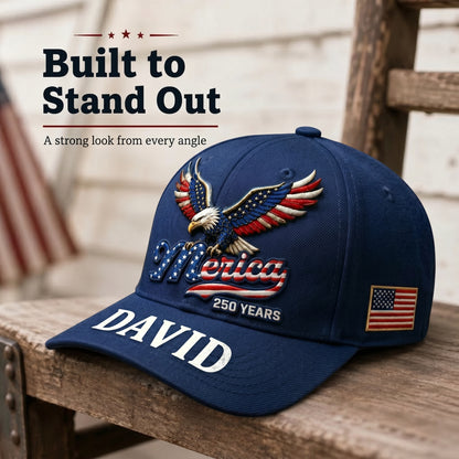 Personalized 'Merica 250 Years Patriotic Eagle Cap