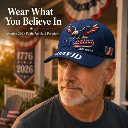 Personalized 'Merica 250 Years Patriotic Eagle Cap