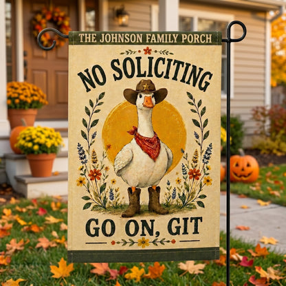 Personalized "Go On, Git" Cowboy Goose Garden Flag