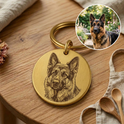 🔑Personalized Pet Photo Keychain – Custom Pet Portrait Engraved in Solid Brass
