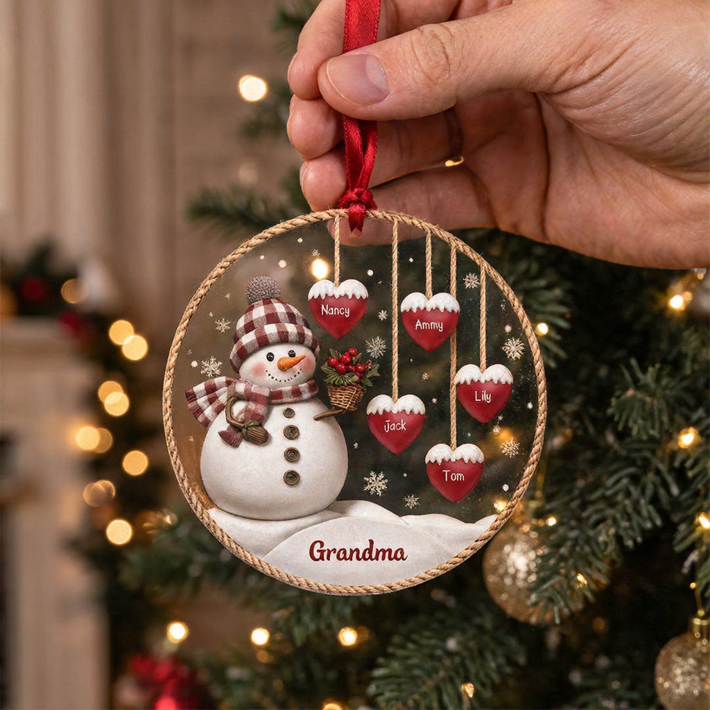 Personalized 1-9 Family Names Christmas Ornament-Snowman Family Hanging Ornament