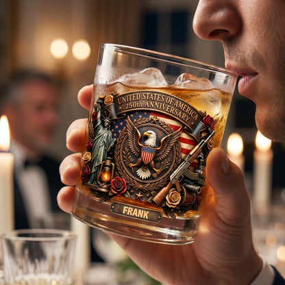 🥃 Personalized USA 250th Anniversary Whiskey Glass