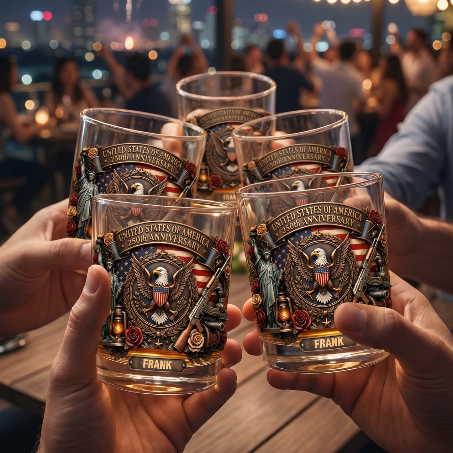 🥃 Personalized USA 250th Anniversary Whiskey Glass