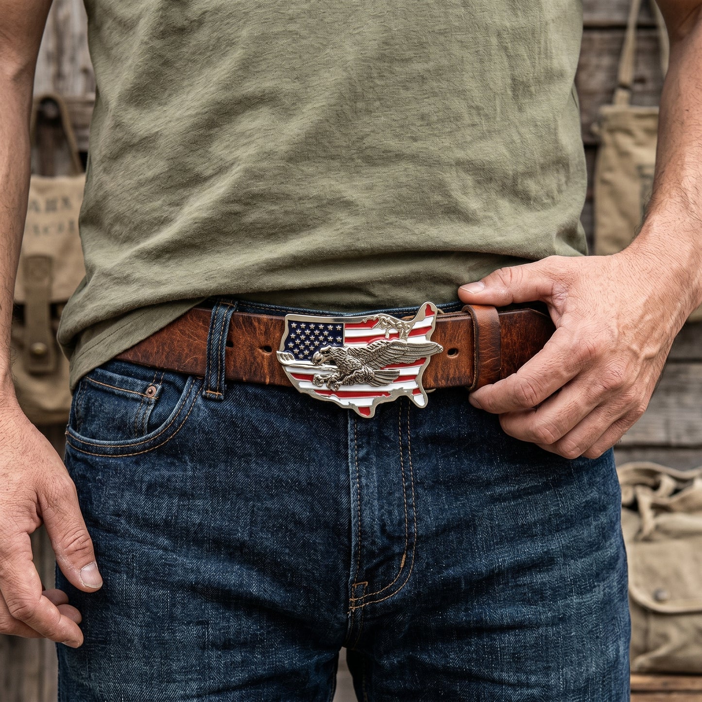 The 250th Anniversary Eagle USA Map Belt Buckle