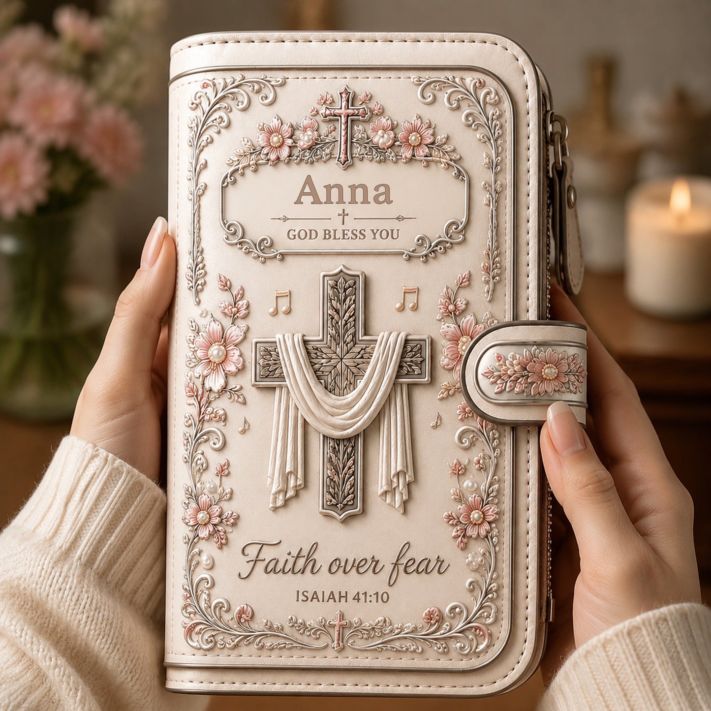 Personalized Faith Over Fear Wallet-Custom Name Faith Organizer