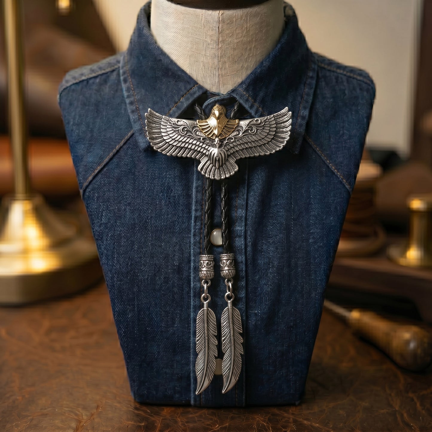 🦅Feather Fringe Eagle Bolo Tie – A Tribute to 250 Years of American Spirit