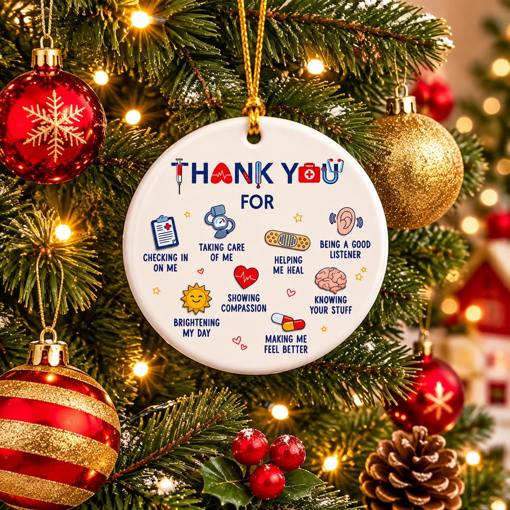 Thank You Healthcare Worker Ceramic Ornament – Appreciation Gift for Nurses Doctors Medical Staff