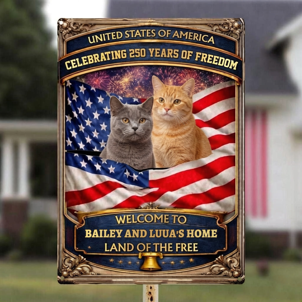 Personalized Patriotic Garden Metal Sign-Welcome to Proud American Pet Home