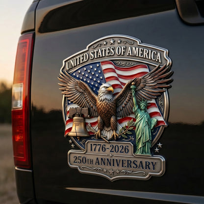 🦅250th Anniversary Metal Flag Emblem – Timeless Patriotism for Your Ride
