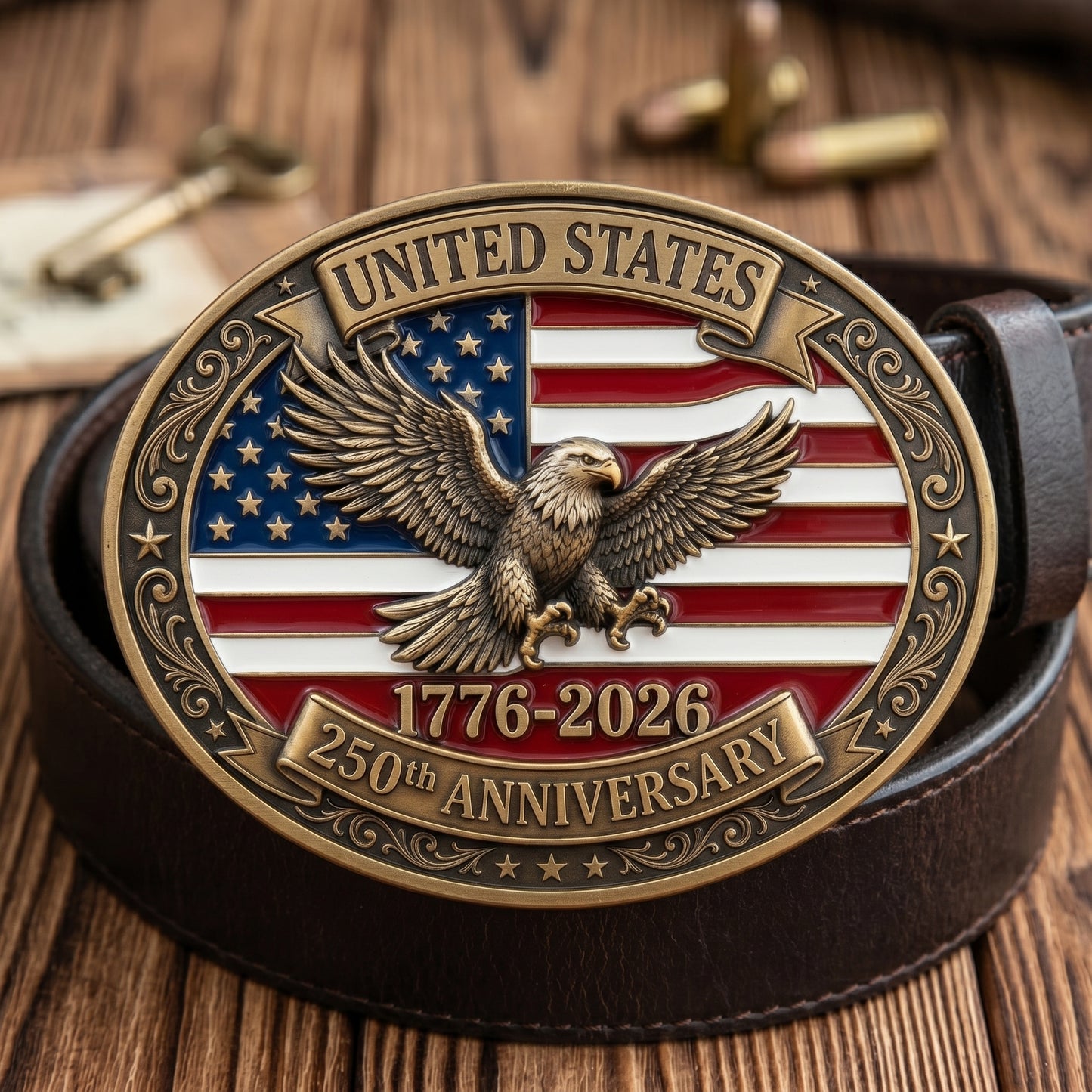 🦅 USA 250th Anniversary Eagle Belt Buckle – A Legacy Forged in Freedom