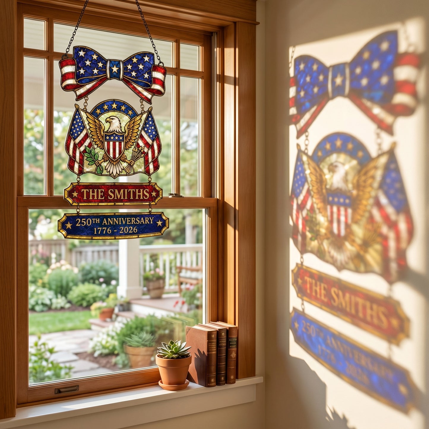 Personalized USA 250th Anniversary Stained Suncatcher