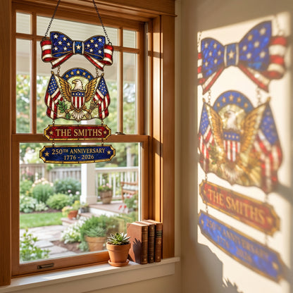 Personalized USA 250th Anniversary Stained Suncatcher