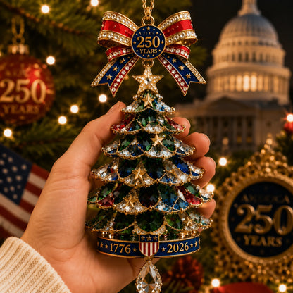 🎄250th Anniversary Jeweled Christmas Tree Ornament (1776–2026)