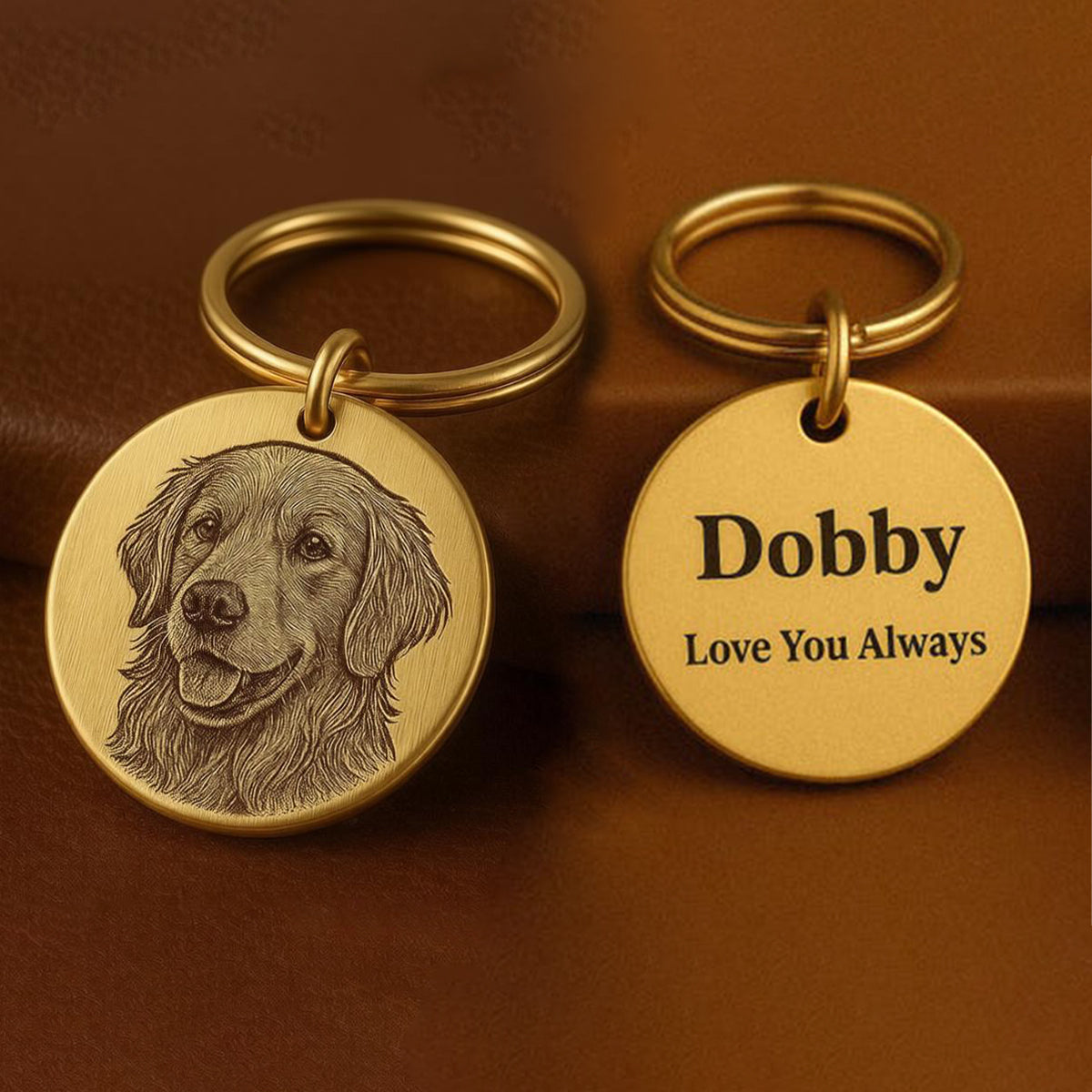 🔑Personalized Pet Photo Keychain – Custom Pet Portrait Engraved in Solid Brass