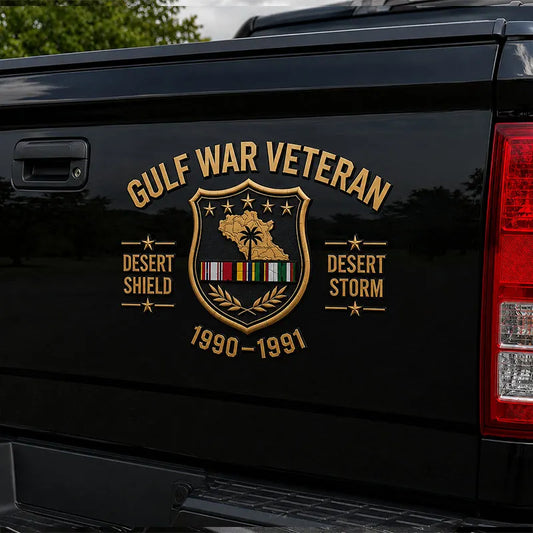 Gulf War Veteran Car Emblem -1990–1991 Desert Shield & Desert Storm Metal Emblem