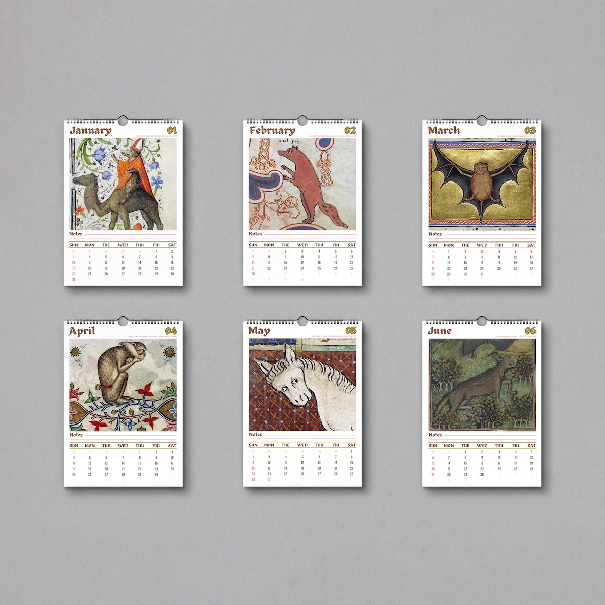 Ugly Medieval Animals 2027 Wall Calendar – Funny Historical Illuminated Manuscript Art Monthly Planner
