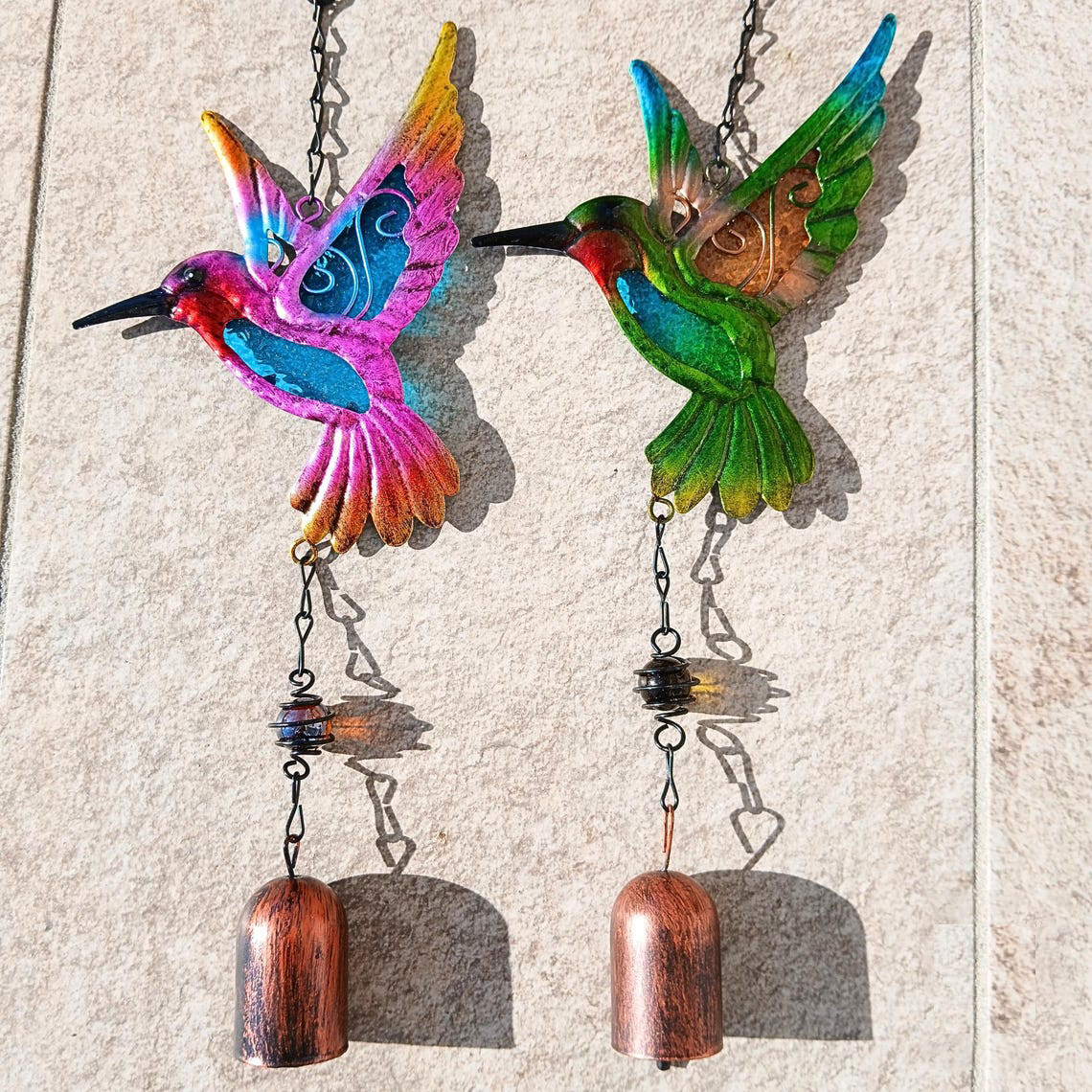 🐦Stained Glass Hummingbird Wind Chime with Bell