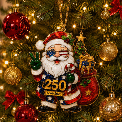 🇺🇸 Patriotic Santa 250th Anniversary Ornament (1776–2026)