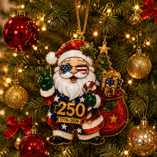 🇺🇸 Patriotic Santa 250th Anniversary Ornament (1776–2026)