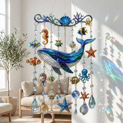 🐋 Ocean-Themed Crystal Wind Chime – Bring the Ocean Glow to Your Garden