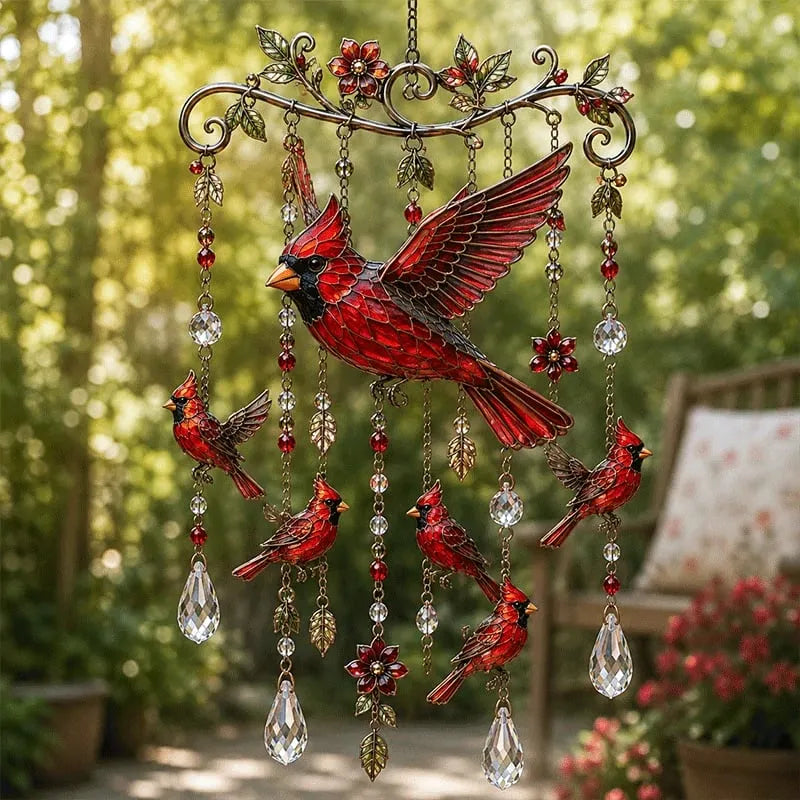 🐦 Stained Glass Hummingbird Wind Chime – A Heavenly Melody for Your Garden