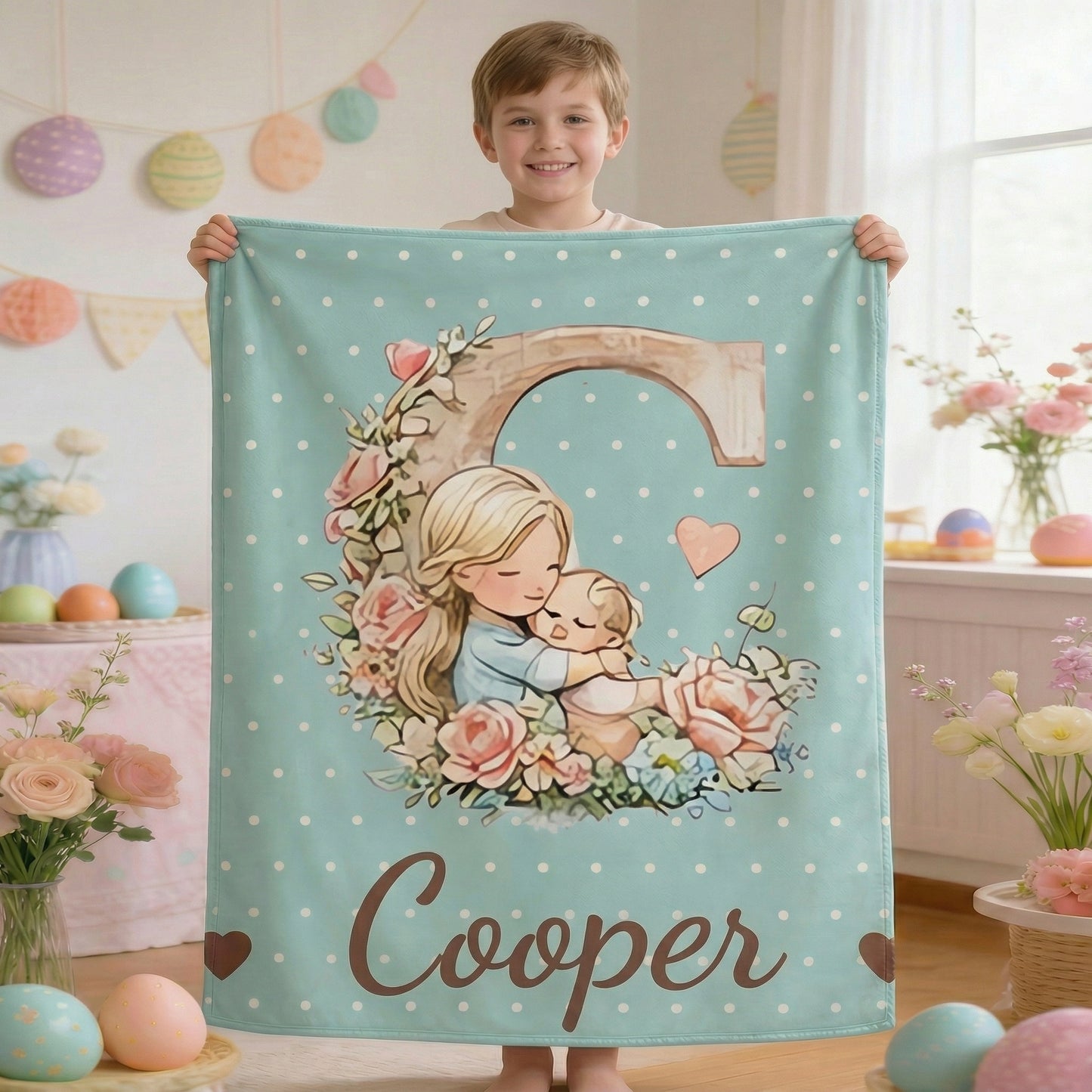 Personalized Mother & Child Alphabet Blanket – A Cozy, Custom Gift for Baby’s First Moments