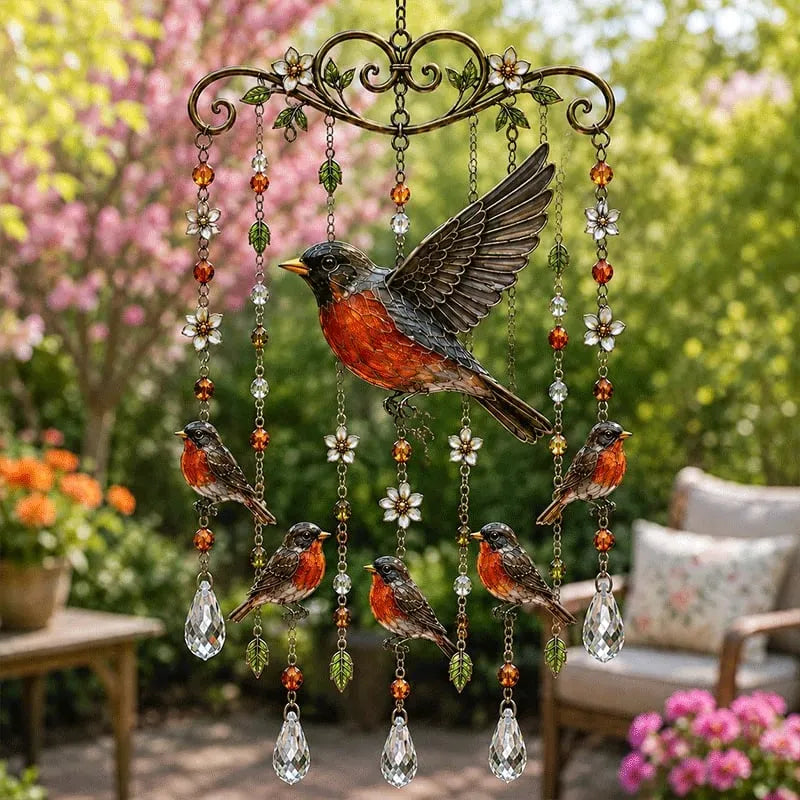 🐦 Stained Glass Hummingbird Wind Chime – A Heavenly Melody for Your Garden