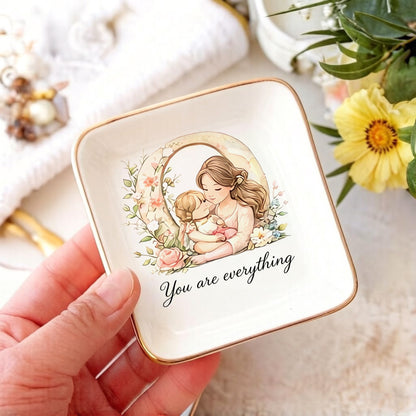 💍 Personalized Initial Jewelry Tray – “You Are Everything” with Floral Design