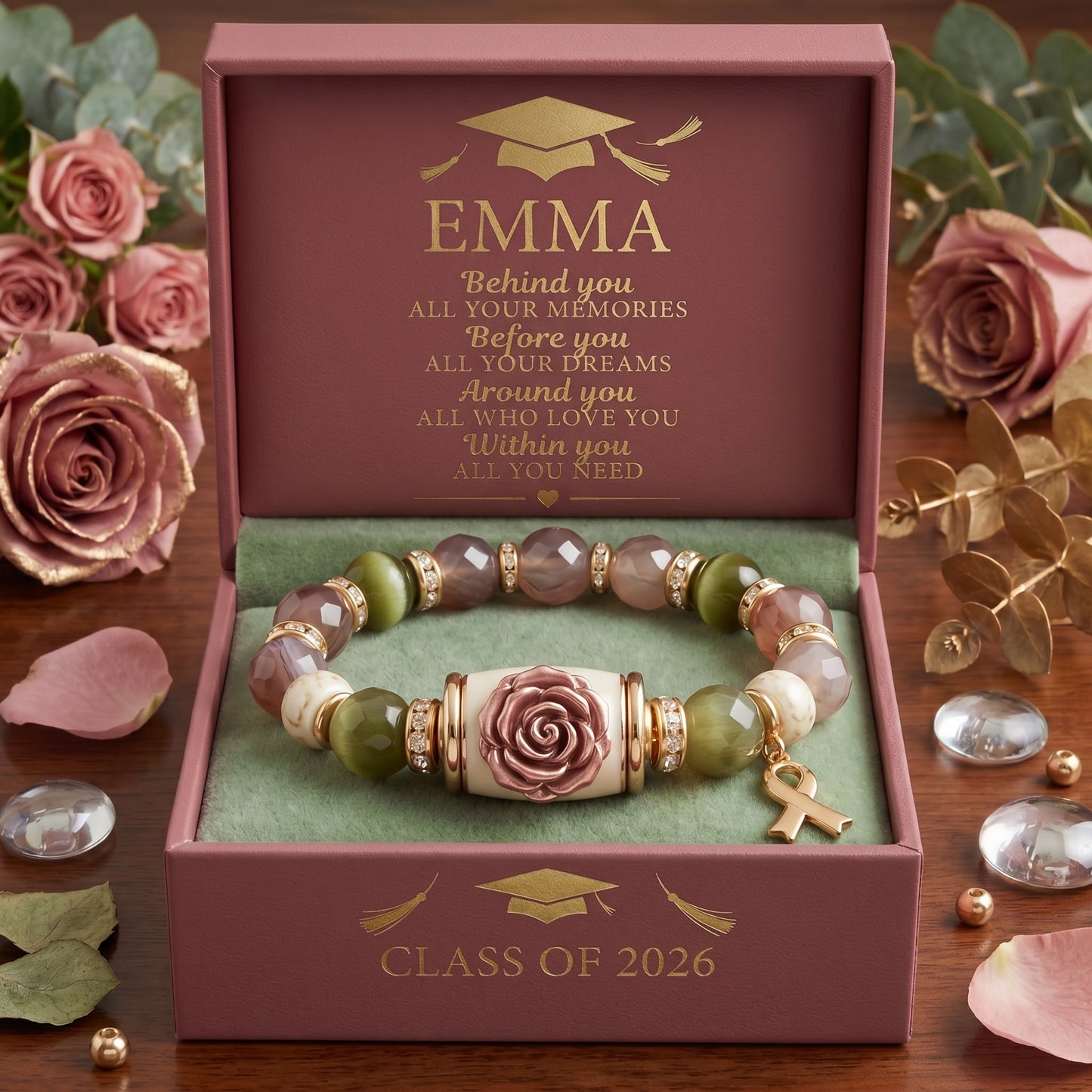 🔥 Limited-time 60% off Graduation Season Sale 🎁🎓 Personalized Graduation Crystal Beaded Bracelet for Her
