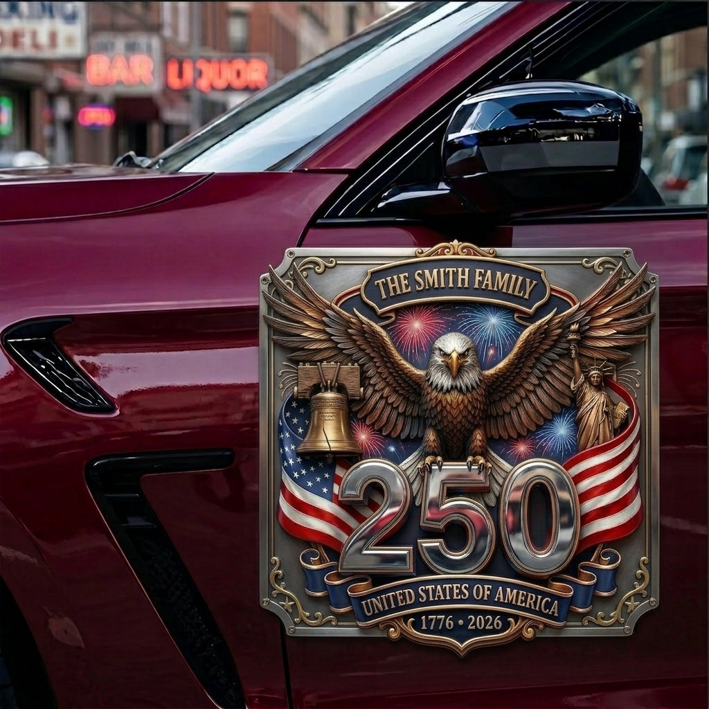 Personalized USA 250th Anniversary Family Magnetic Car Emblem