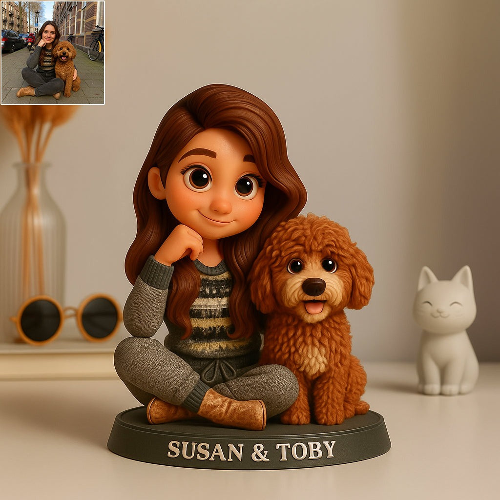 Pixar-Style Personalized Photo Desk Decor - Gift For Couple, Wife, Husband, Boyfriend, Girlfriend, Family, Pet