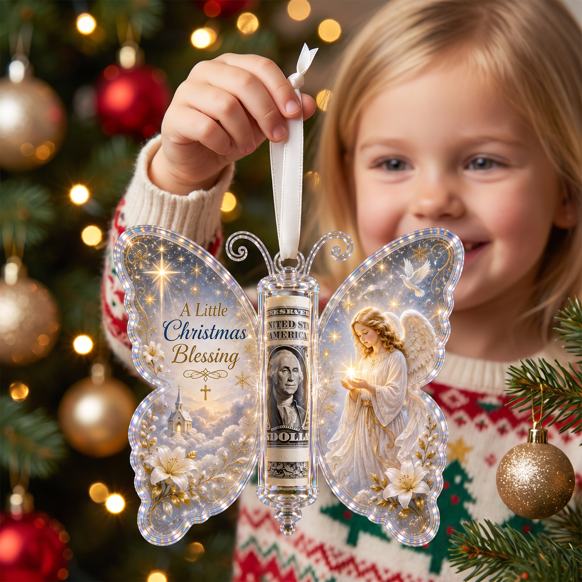 🦋 Butterfly Christmas Money Gift Ornament