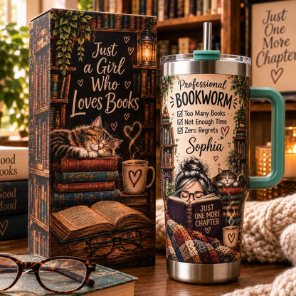 📚☕ Personalized Bookworm Tumbler Gift Set – Made for Every Book Lover