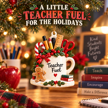 Teacher Appreciation Christmas Ornament – Rustic School-Themed Tree Decor