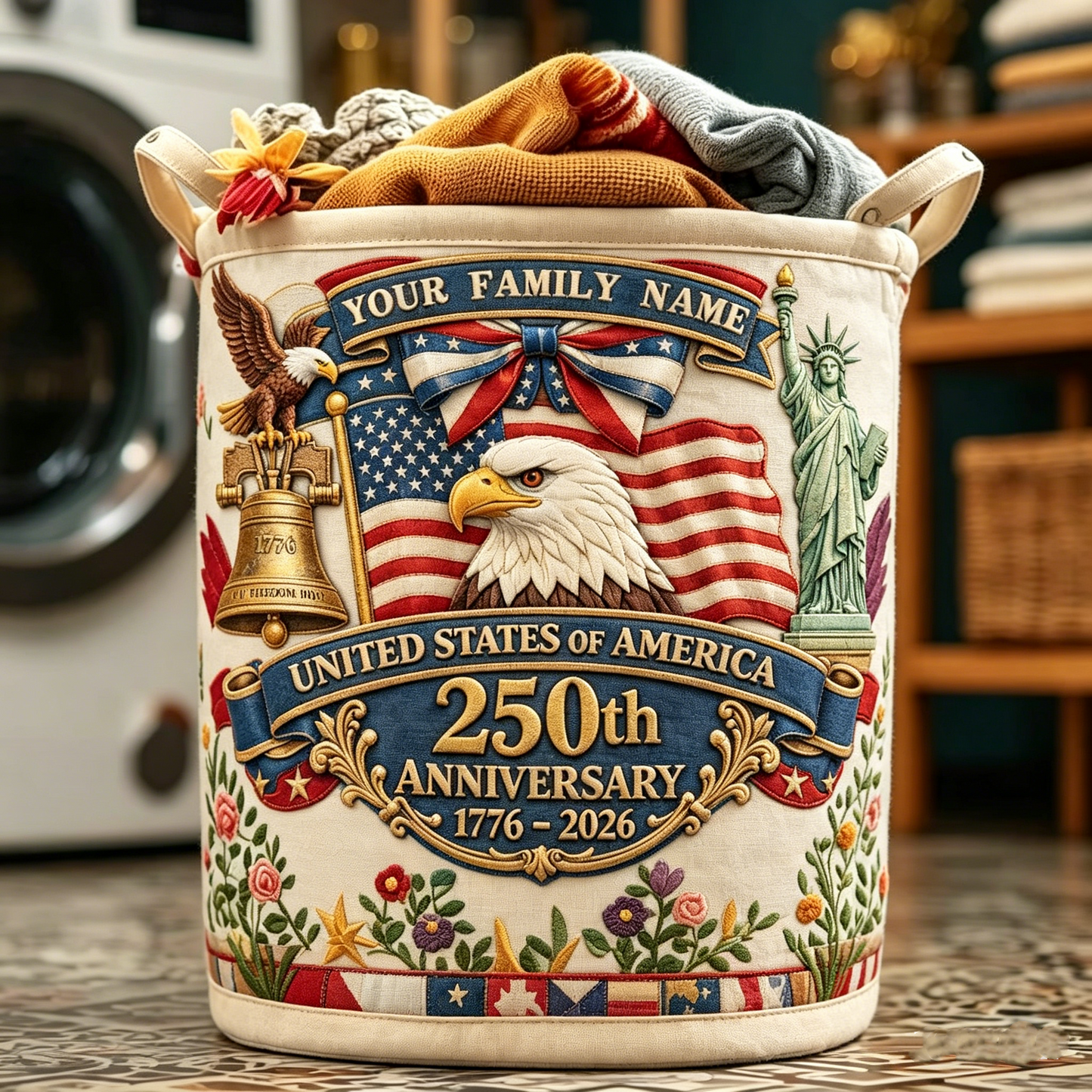 🧺 Vintage-Style Customized Laundry Basket – 250th Anniversary Edition