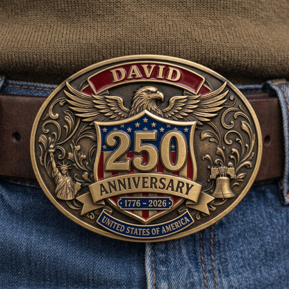 🦅 Personalized 250th USA Anniversary Belt Buckle