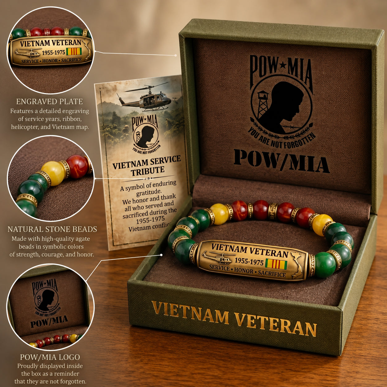 🎖️-Vietnam Veteran Tribute Beaded Bracelet with Giftbox