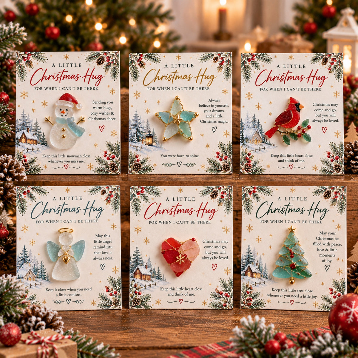 🤍 A Little Christmas Hug – Pocket Keepsake Card with Detachable Mini Ornament