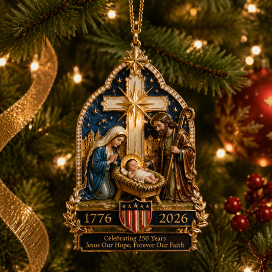 🙏 Nativity Scene Christmas Tree Ornament – You Know What Truly Built This Nation