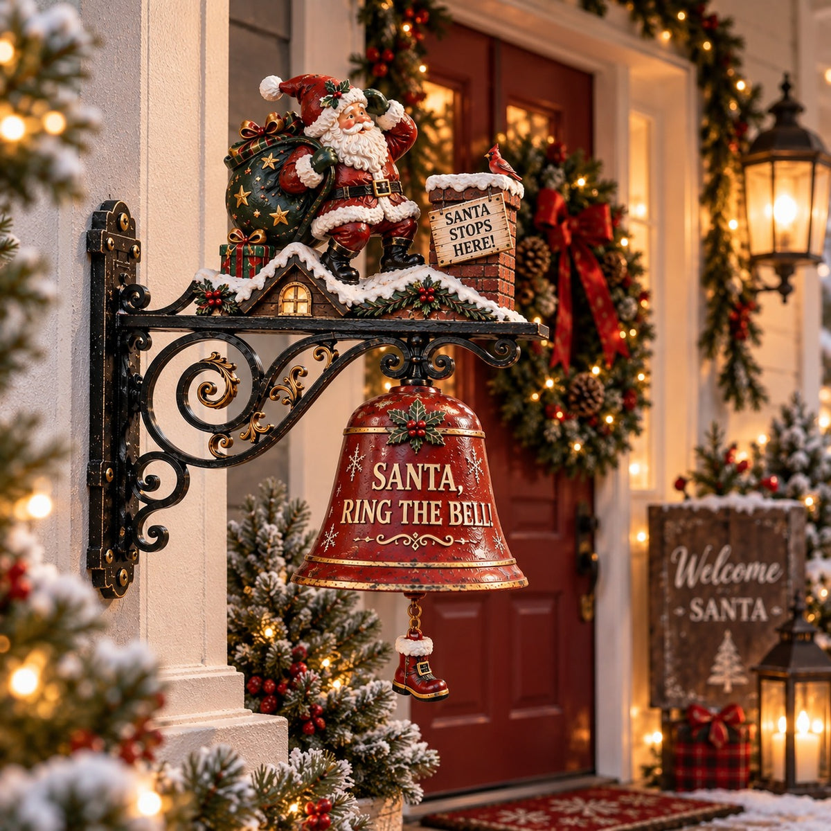 🎅 Santa, Ring the Bell! Christmas Door Bell – Festive Wall-Mount Welcome Decor