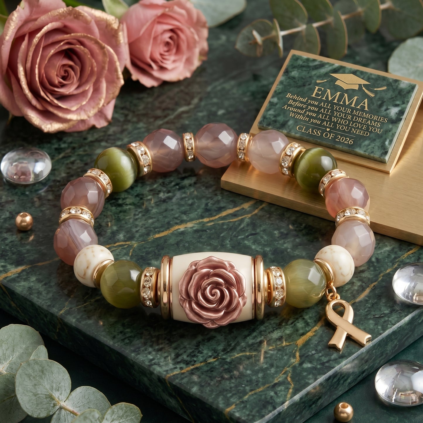 🔥 Limited-time 60% off Graduation Season Sale 🎁🎓 Personalized Graduation Crystal Beaded Bracelet for Her