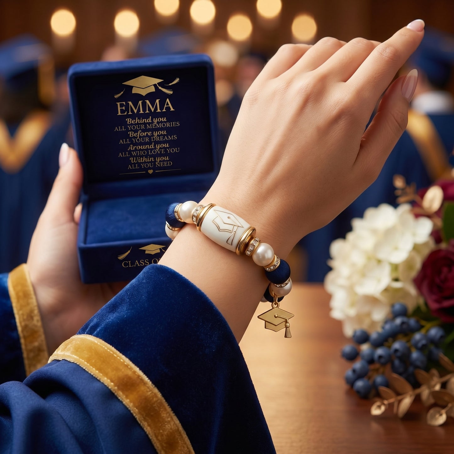 🔥 Limited-time 60% off Graduation Season Sale 🎁🎓 Personalized Graduation Crystal Beaded Bracelet for Her