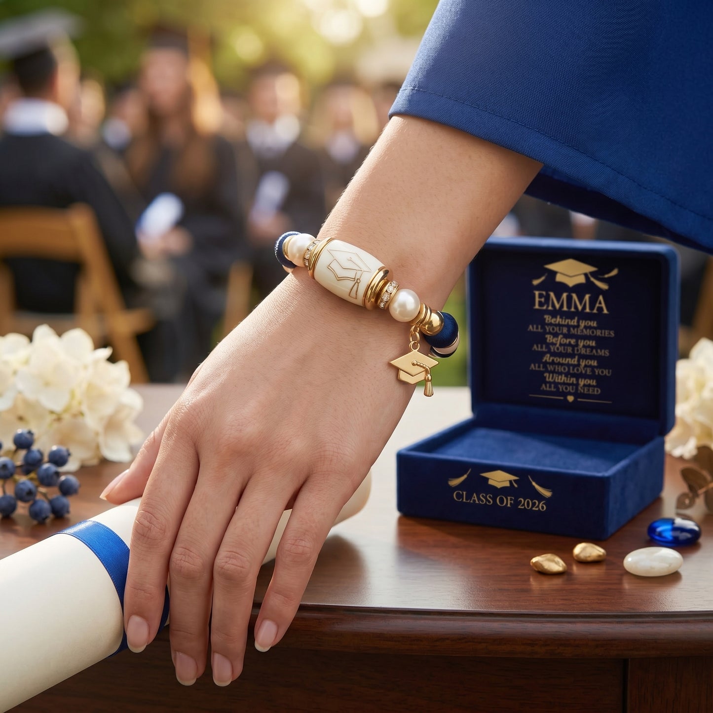 🔥 Limited-time 60% off Graduation Season Sale 🎁🎓 Personalized Graduation Crystal Beaded Bracelet for Her